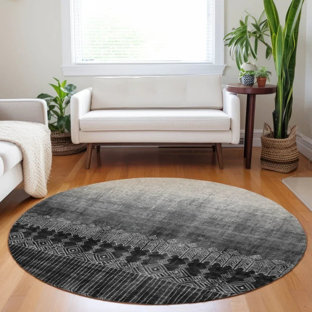 LOOMLAN Rugs Novelle Black Washable Indoor-Outdoor Rug