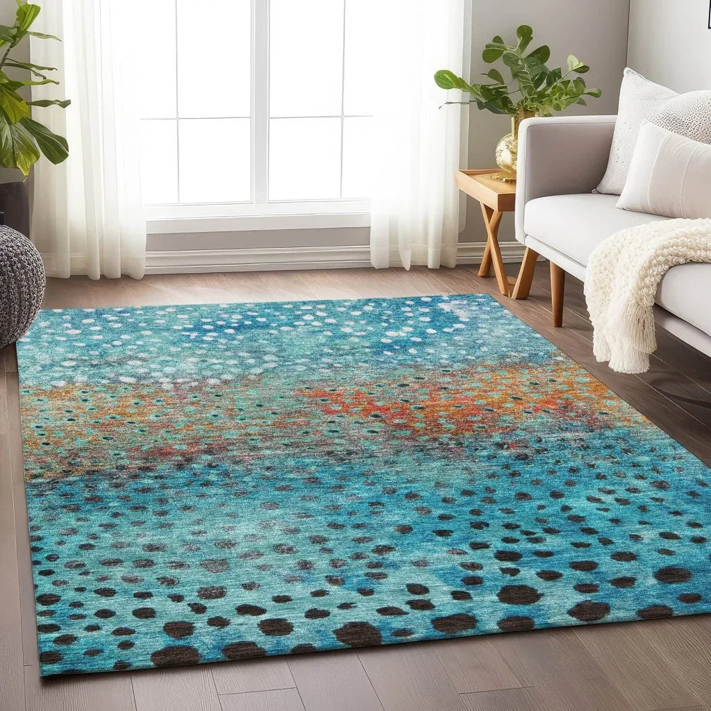 LOOMLAN Rugs Nuvane Blue Washable Indoor-Outdoor Rug