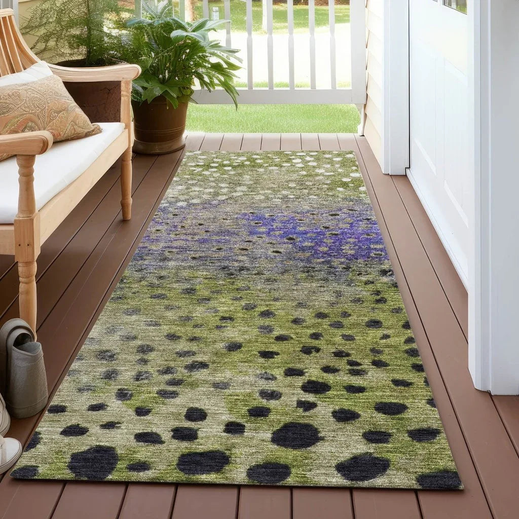 LOOMLAN Rugs Nuvane Green Washable Indoor-Outdoor Rug