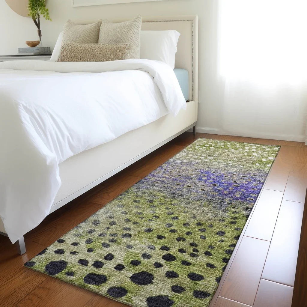 LOOMLAN Rugs Nuvane Green Washable Indoor-Outdoor Rug
