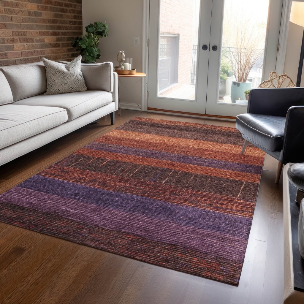 LOOMLAN Rugs Nuvata Orange Washable Indoor-Outdoor Rug