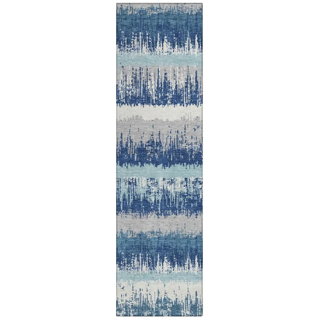 LOOMLAN Rugs Nyelle Blue Washable Indoor-Outdoor Rug