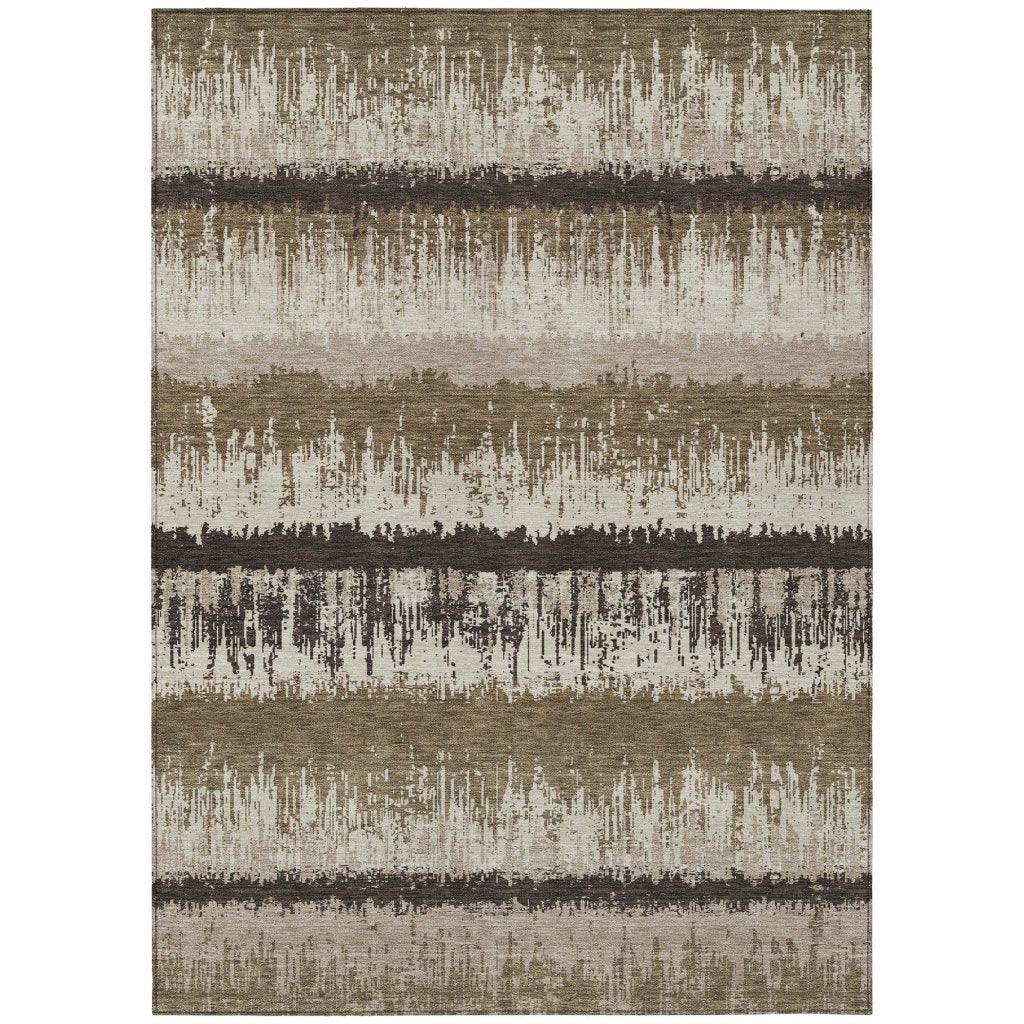 LOOMLAN Rugs Nyelle Brown Washable Indoor-Outdoor Rug