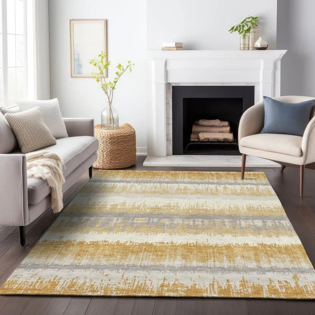 LOOMLAN Rugs Nyelle Gold Washable Indoor-Outdoor Rug