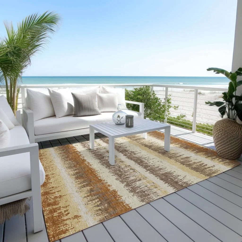LOOMLAN Rugs Nyelle Mocha Washable Indoor-Outdoor Rug
