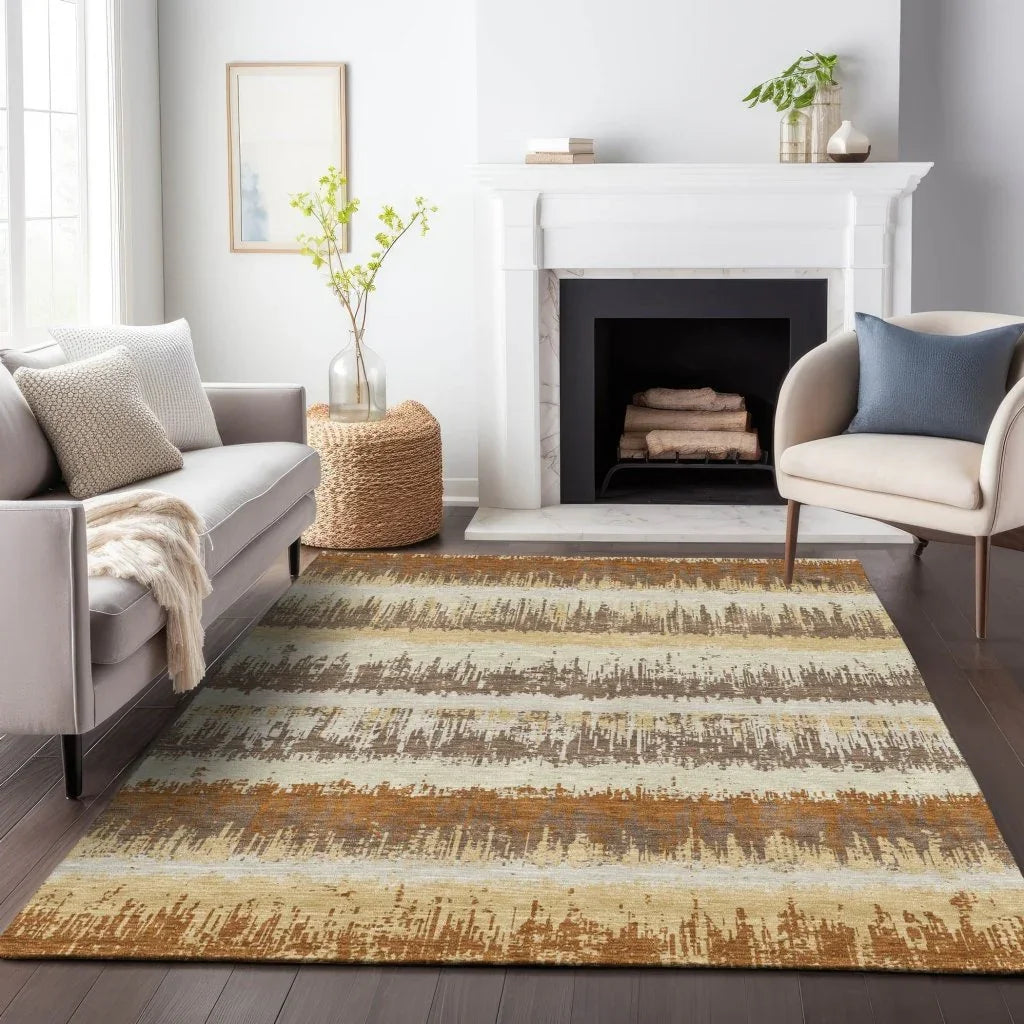 LOOMLAN Rugs Nyelle Mocha Washable Indoor-Outdoor Rug