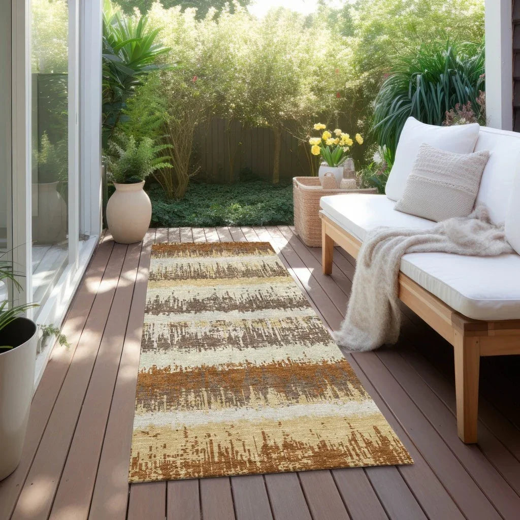 LOOMLAN Rugs Nyelle Mocha Washable Indoor-Outdoor Rug