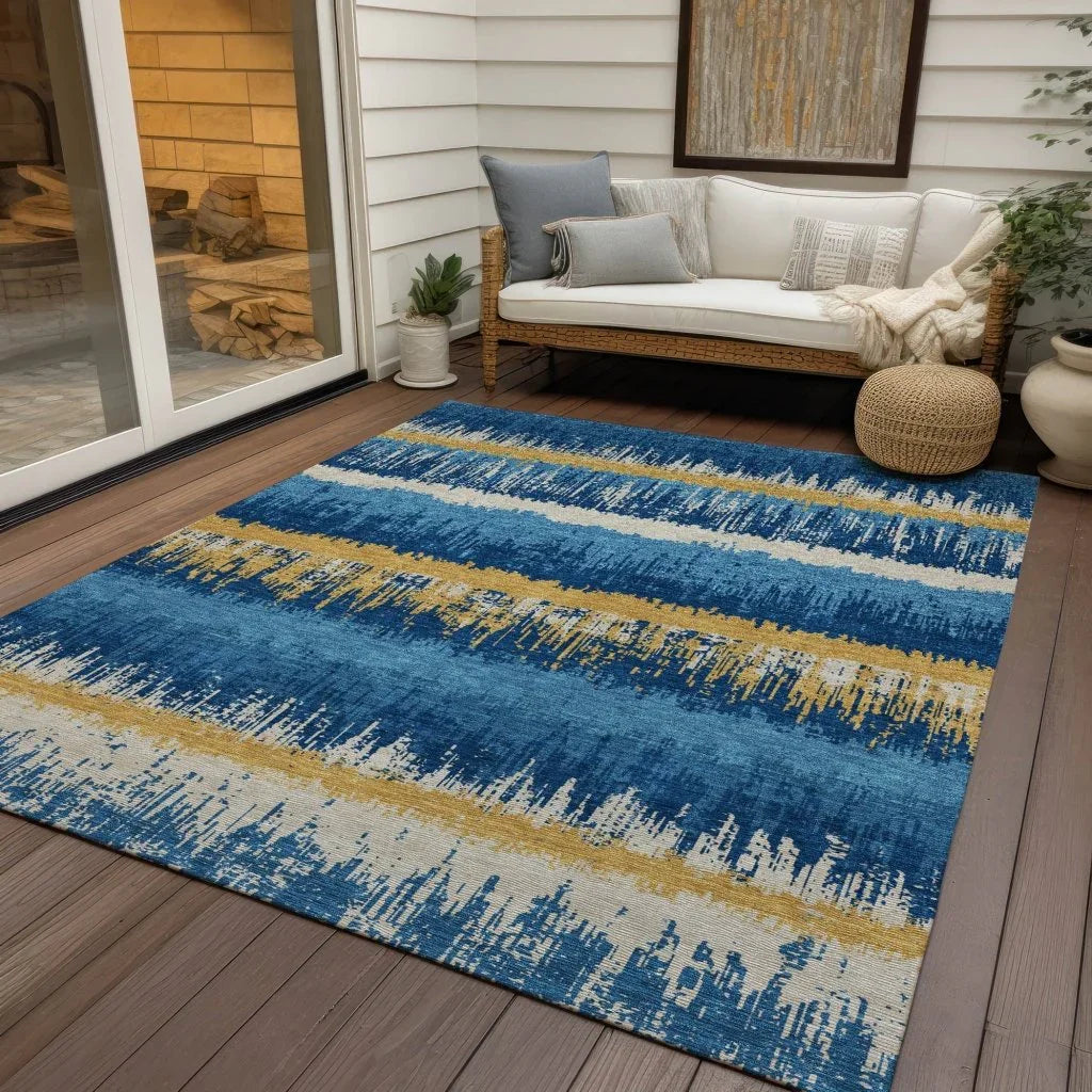 LOOMLAN Rugs Nyelle Navy Washable Indoor-Outdoor Rug