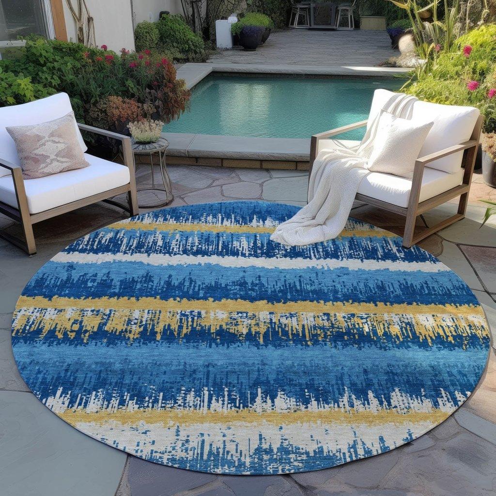 LOOMLAN Rugs Nyelle Navy Washable Indoor-Outdoor Rug