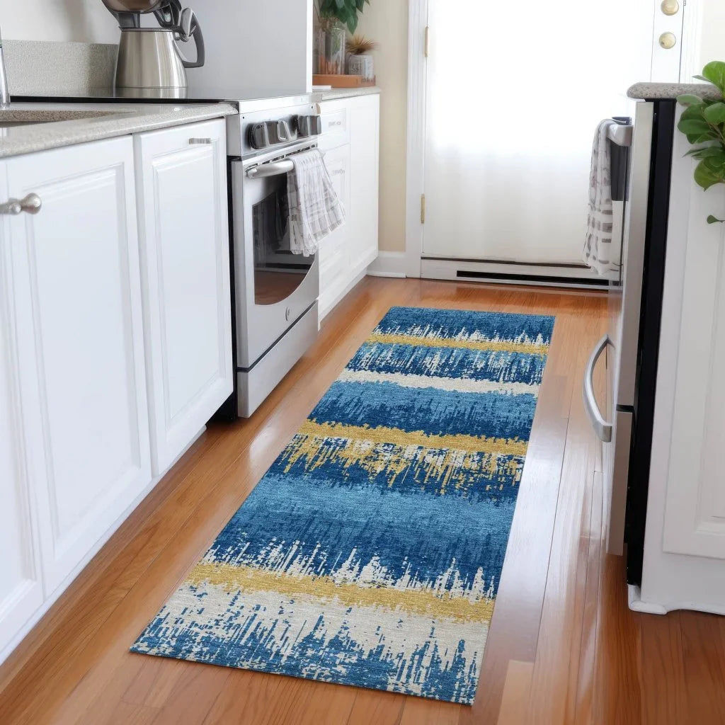 LOOMLAN Rugs Nyelle Navy Washable Indoor-Outdoor Rug