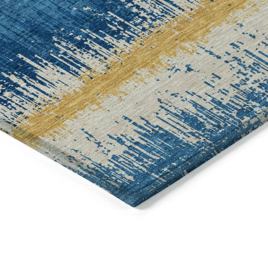 LOOMLAN Rugs Nyelle Navy Washable Indoor-Outdoor Rug