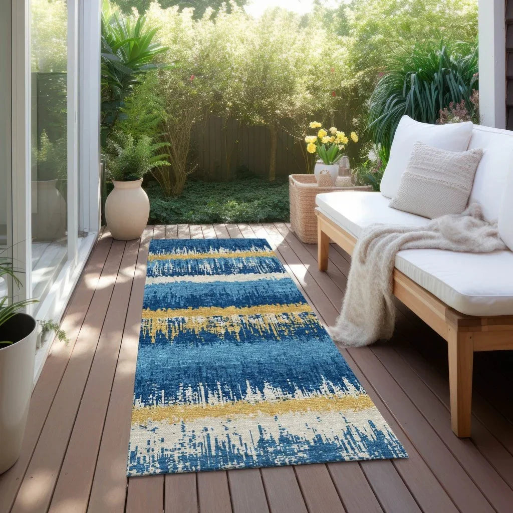 LOOMLAN Rugs Nyelle Navy Washable Indoor-Outdoor Rug