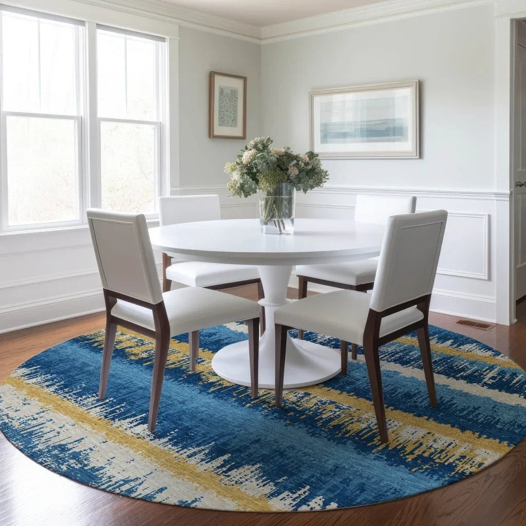 LOOMLAN Rugs Nyelle Navy Washable Indoor-Outdoor Rug