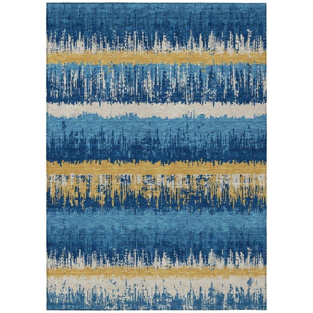 LOOMLAN Rugs Nyelle Navy Washable Indoor-Outdoor Rug