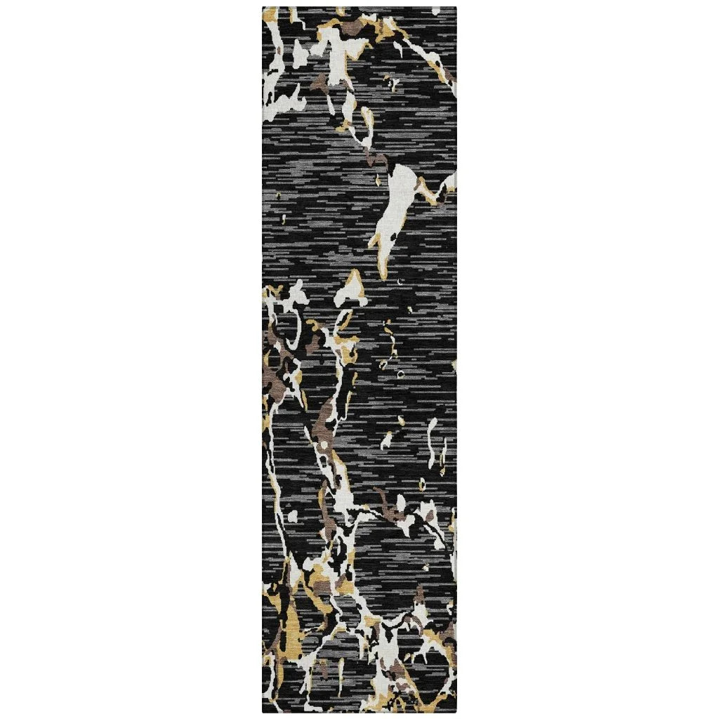 LOOMLAN Rugs Oceana Black Washable Indoor-Outdoor Rug