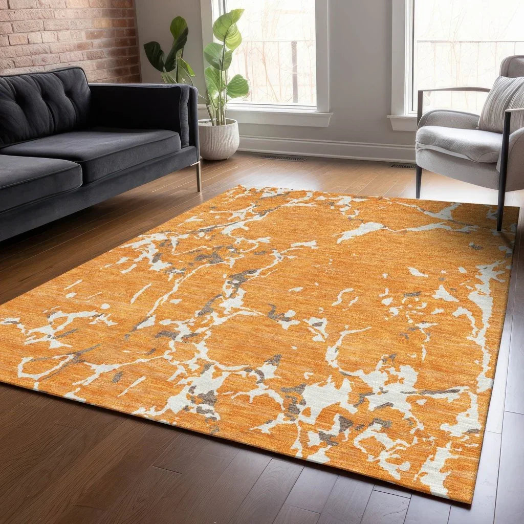 LOOMLAN Rugs Oceana Orange Washable Indoor-Outdoor Rug