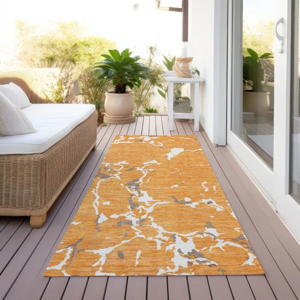 LOOMLAN Rugs Oceana Orange Washable Indoor-Outdoor Rug