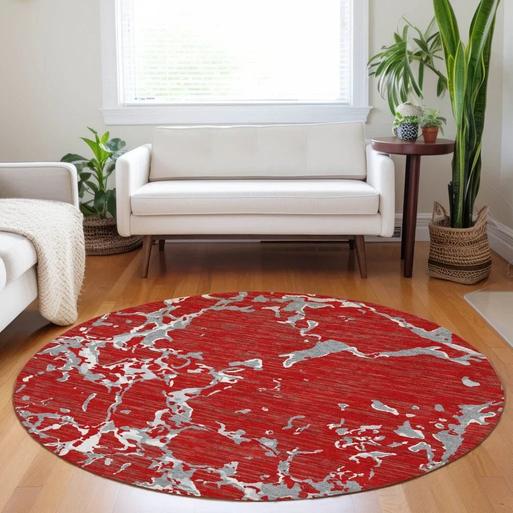 LOOMLAN Rugs Oceana Red Washable Indoor-Outdoor Rug