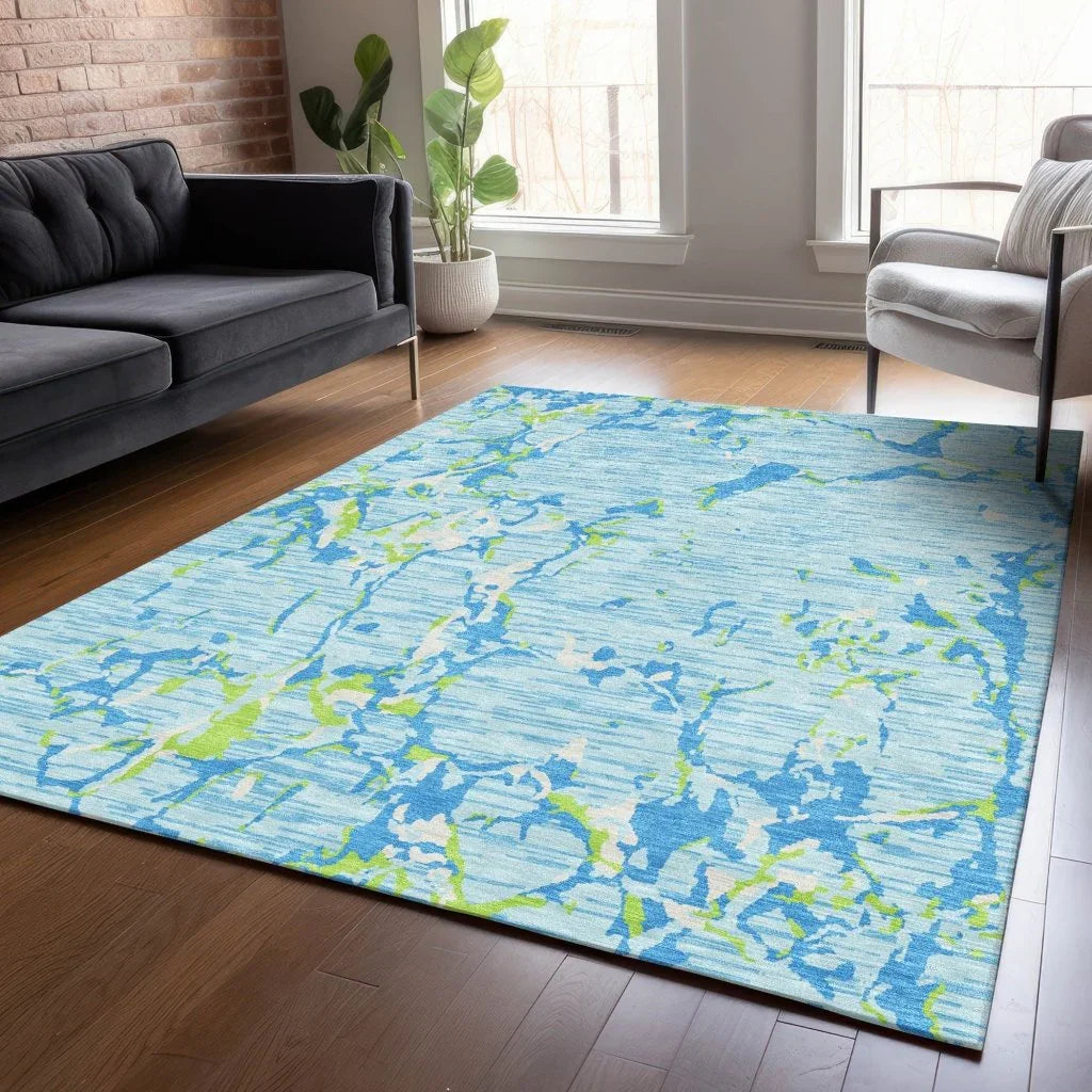 LOOMLAN Rugs Oceana Sky Washable Indoor-Outdoor Rug