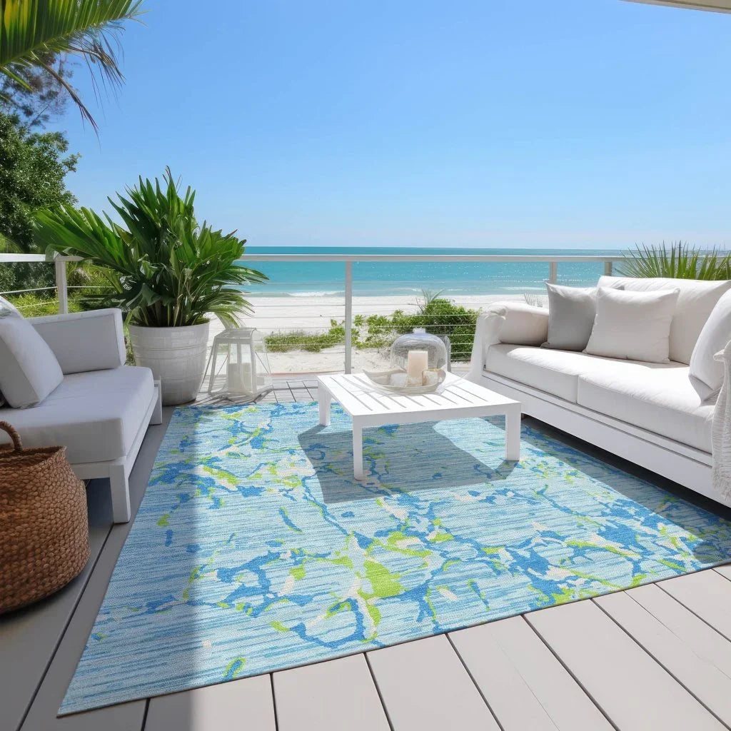 LOOMLAN Rugs Oceana Sky Washable Indoor-Outdoor Rug
