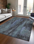 LOOMLAN Rugs Onyxelle Blue Washable Indoor-Outdoor Rug