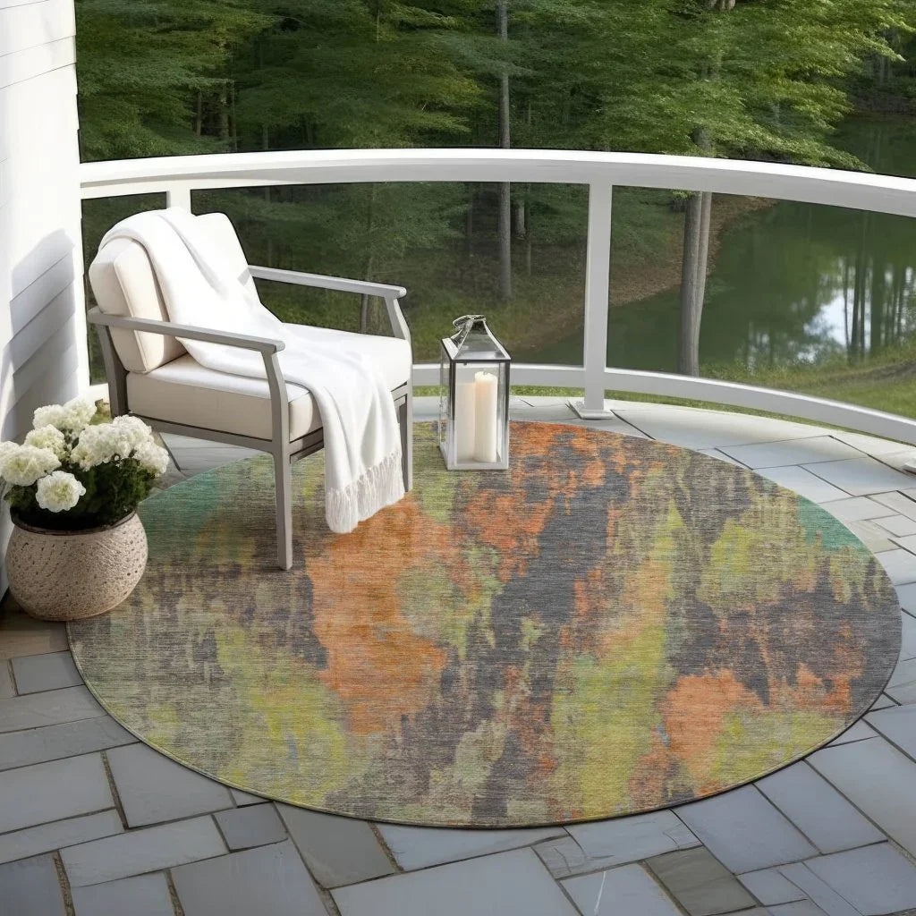 LOOMLAN Rugs Onyxelle Orange Washable Indoor-Outdoor Rug