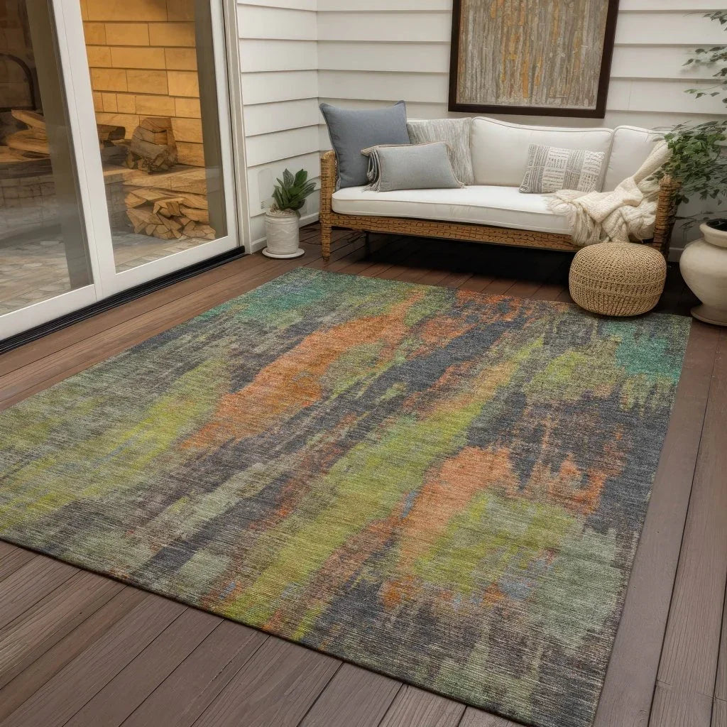 LOOMLAN Rugs Onyxelle Orange Washable Indoor-Outdoor Rug