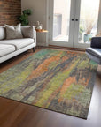 LOOMLAN Rugs Onyxelle Orange Washable Indoor-Outdoor Rug