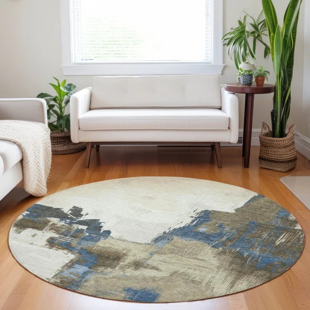 LOOMLAN Rugs Opalineh Brown Washable Indoor-Outdoor Rug