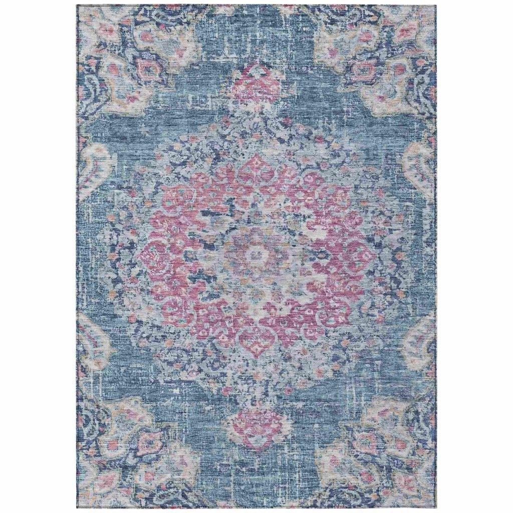 LOOMLAN Rugs Ornella Blue Washable Indoor-Outdoor Rug