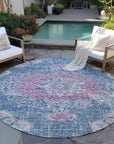 LOOMLAN Rugs Ornella Blue Washable Indoor-Outdoor Rug