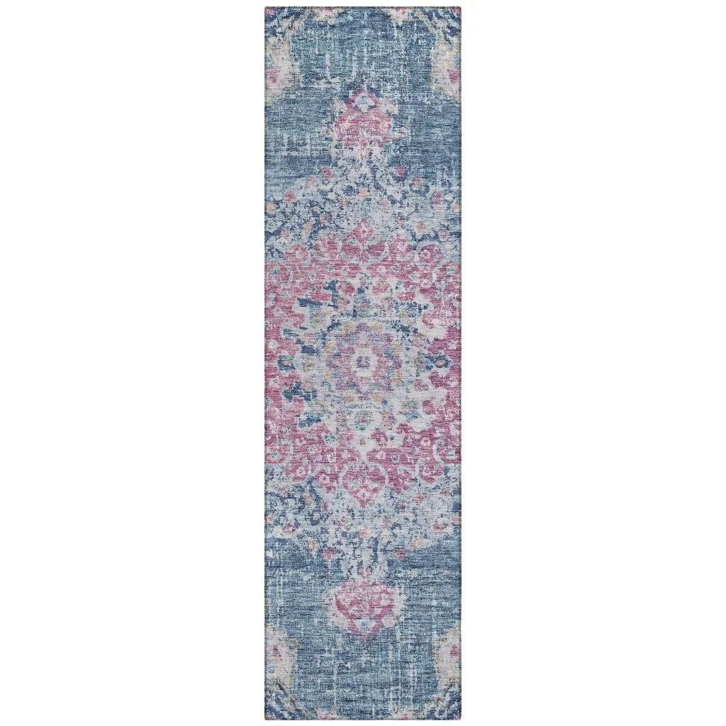 LOOMLAN Rugs Ornella Blue Washable Indoor-Outdoor Rug