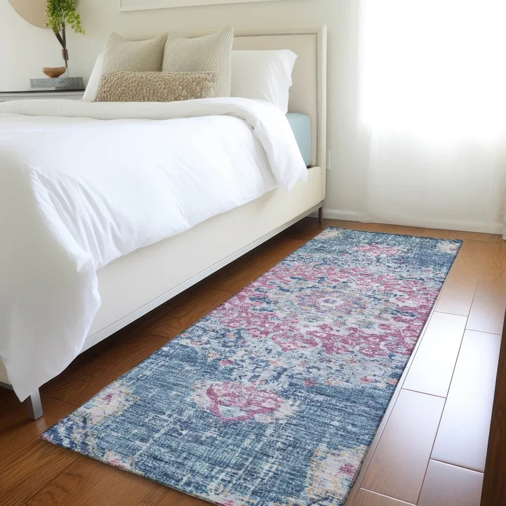 LOOMLAN Rugs Ornella Blue Washable Indoor-Outdoor Rug