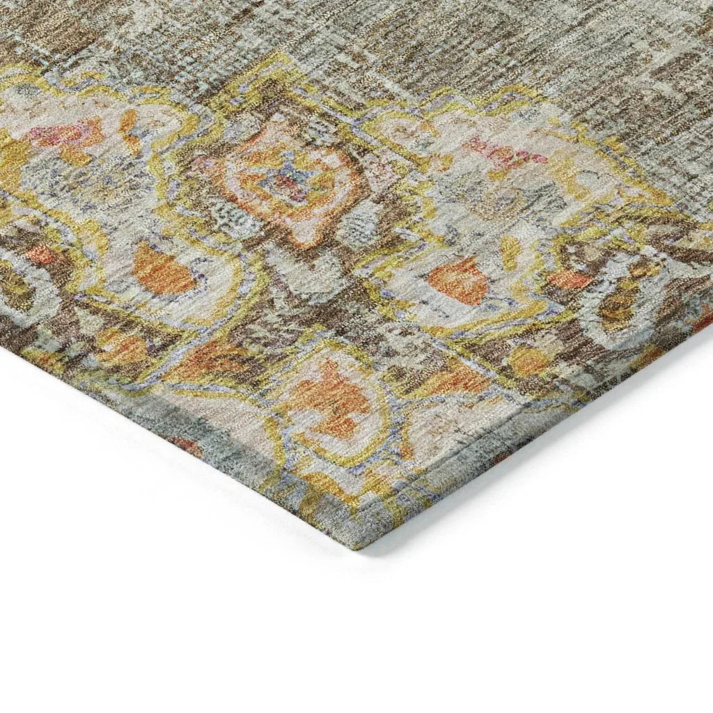 LOOMLAN Rugs Ornella Brown Washable Indoor-Outdoor Rug