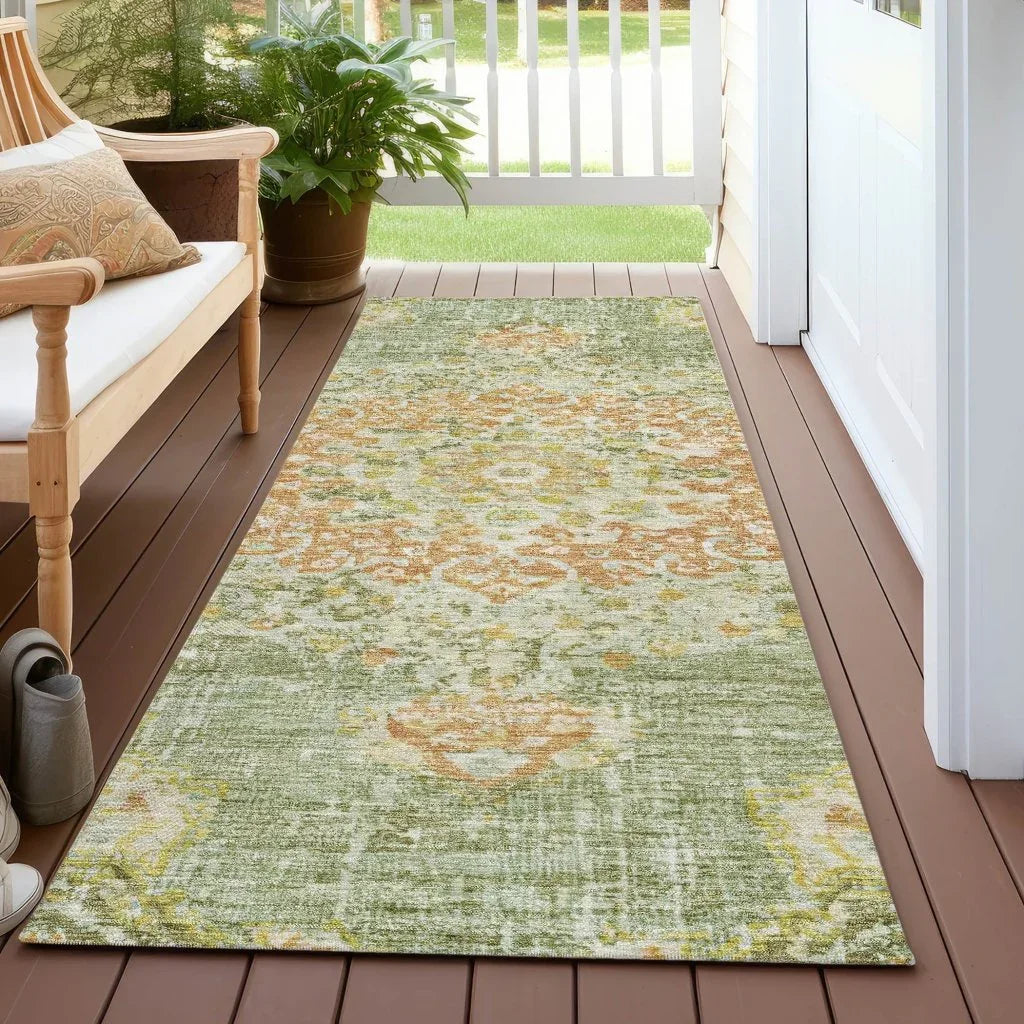 LOOMLAN Rugs Ornella Green Washable Indoor-Outdoor Rug