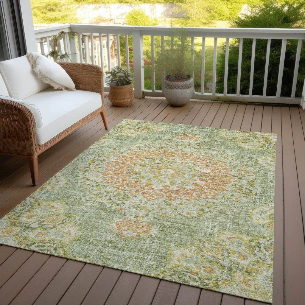 LOOMLAN Rugs Ornella Green Washable Indoor-Outdoor Rug