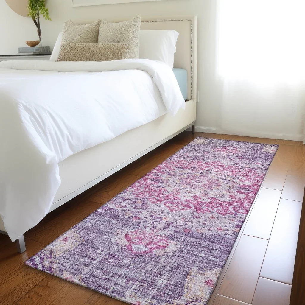 LOOMLAN Rugs Ornella Purple Washable Indoor-Outdoor Rug