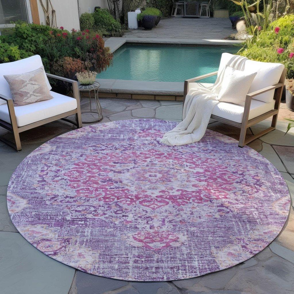 LOOMLAN Rugs Ornella Purple Washable Indoor-Outdoor Rug