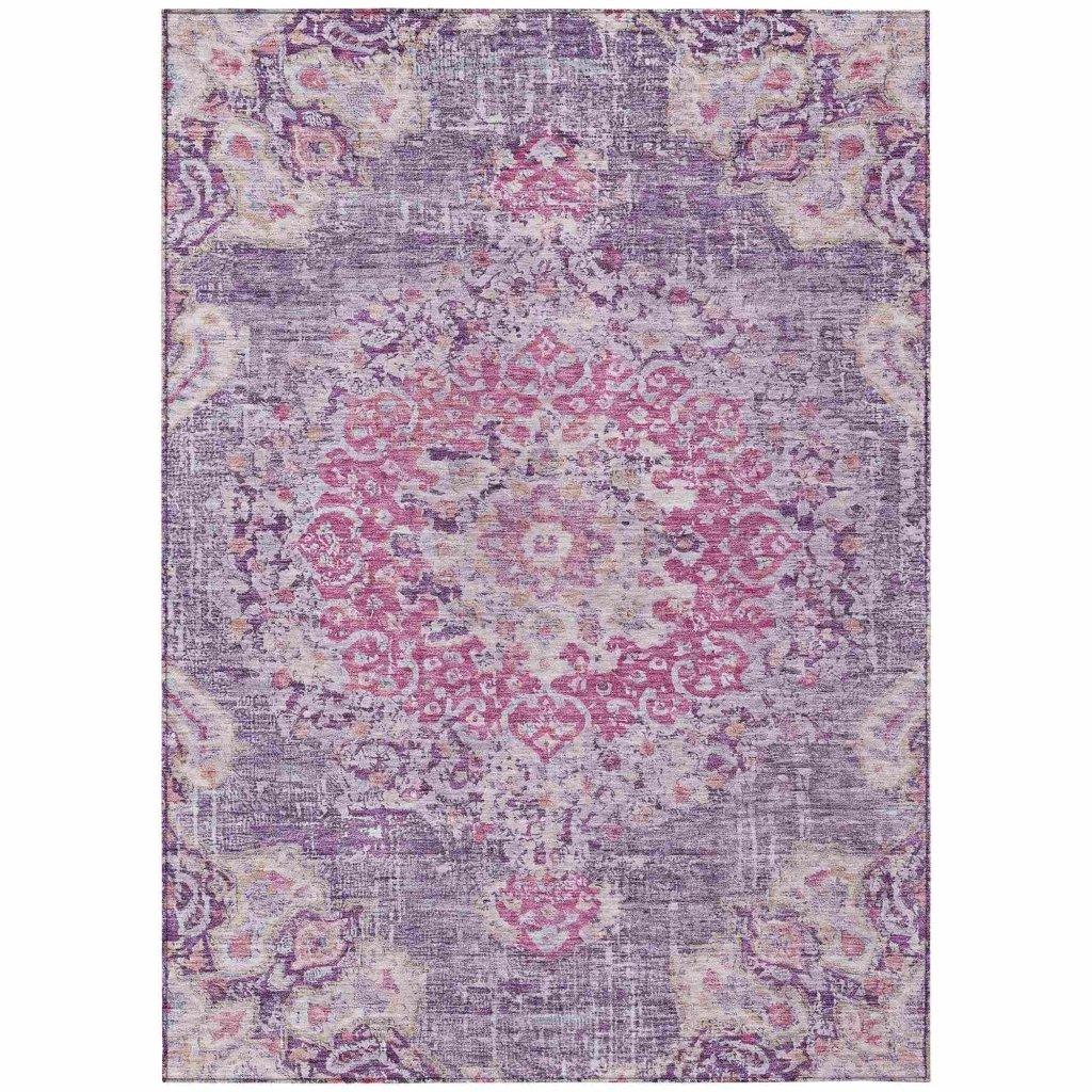 LOOMLAN Rugs Ornella Purple Washable Indoor-Outdoor Rug