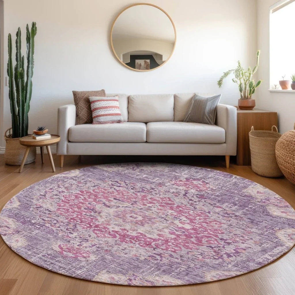 LOOMLAN Rugs Ornella Purple Washable Indoor-Outdoor Rug