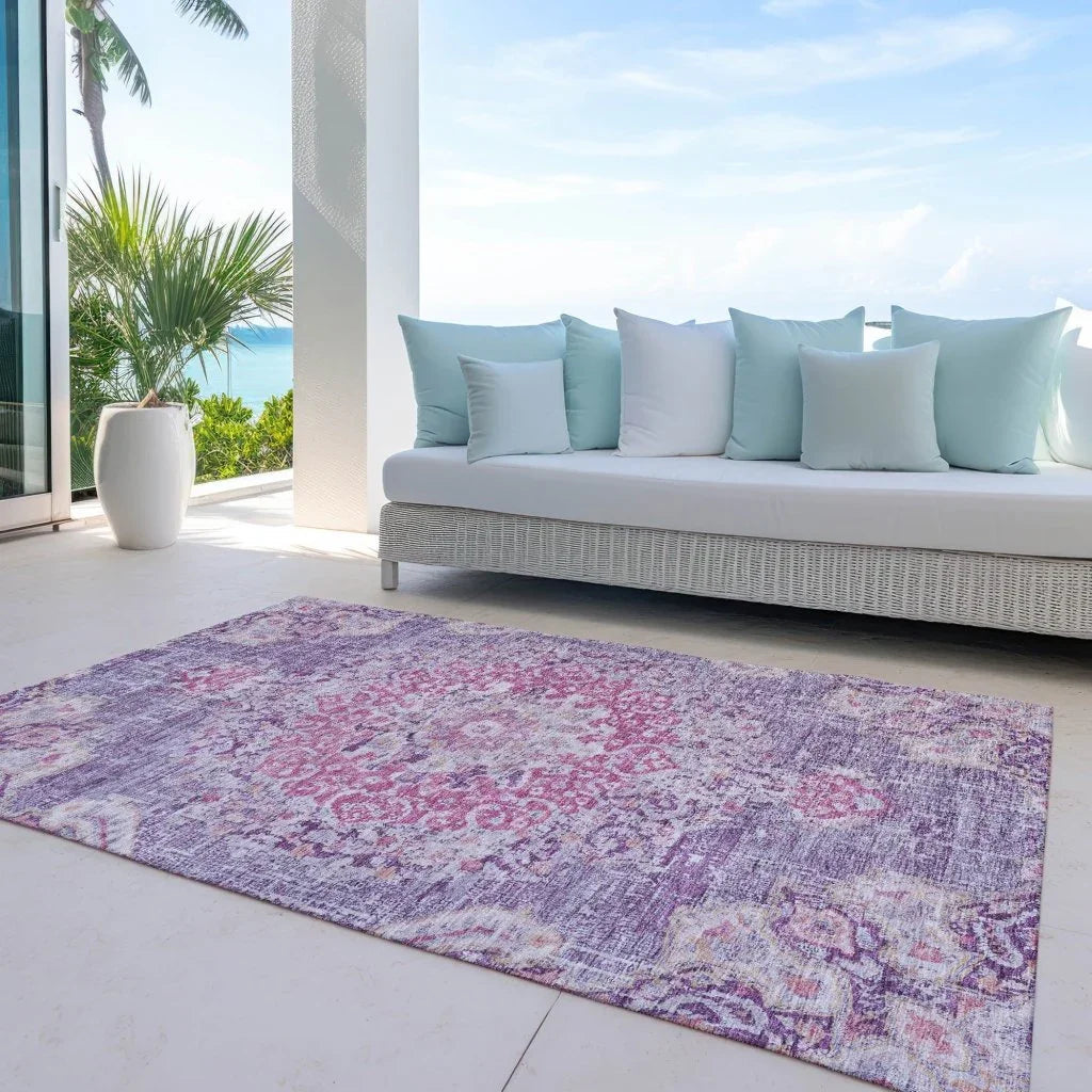 LOOMLAN Rugs Ornella Purple Washable Indoor-Outdoor Rug