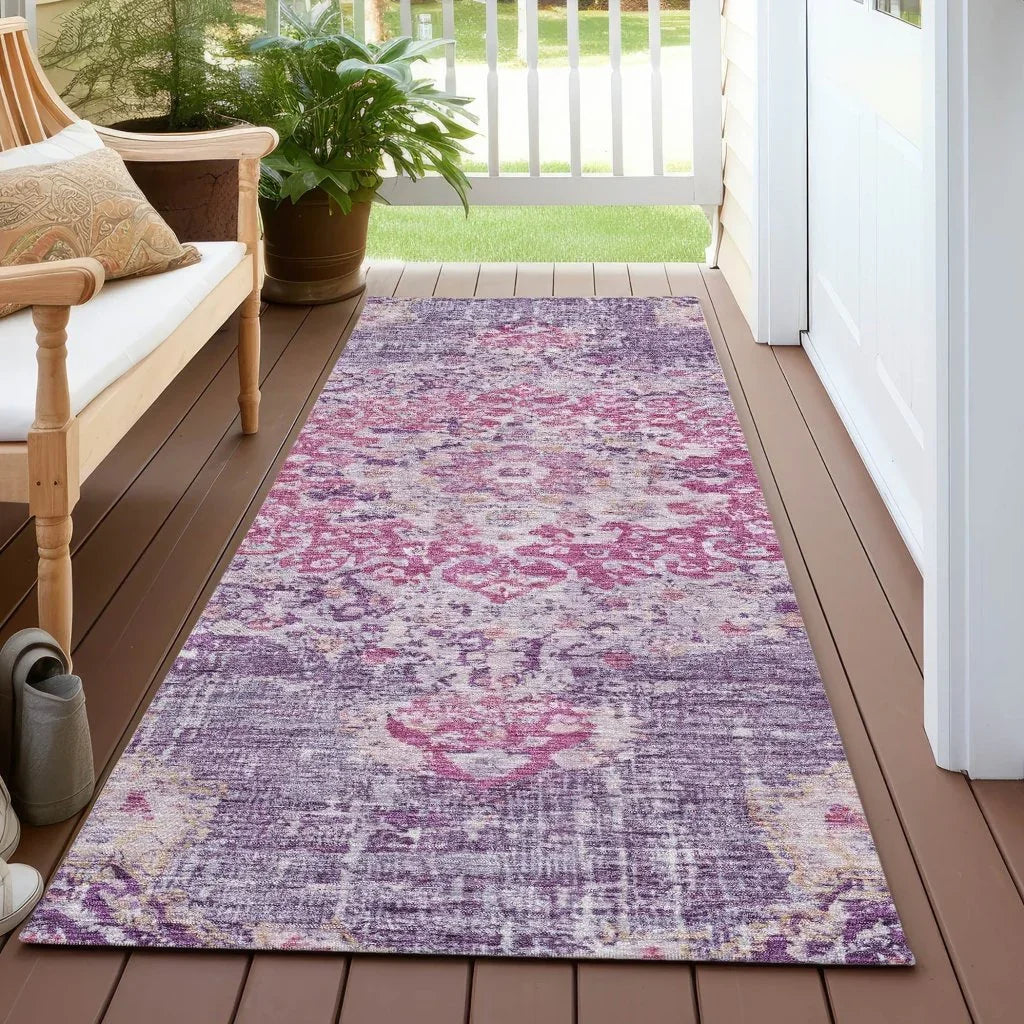 LOOMLAN Rugs Ornella Purple Washable Indoor-Outdoor Rug