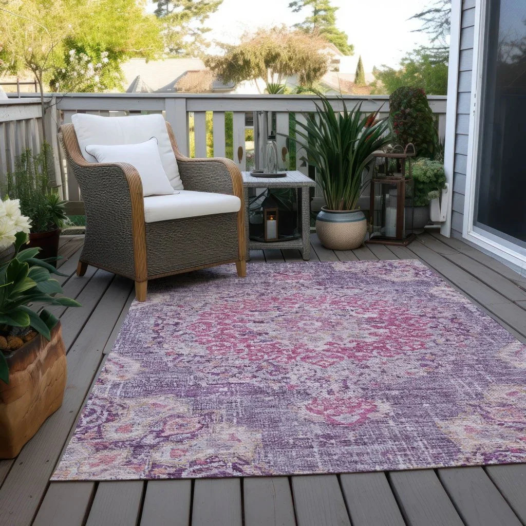 LOOMLAN Rugs Ornella Purple Washable Indoor-Outdoor Rug
