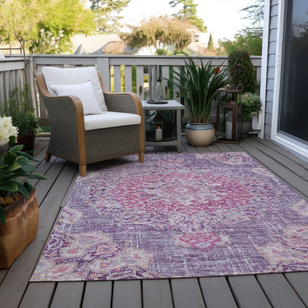 Ornella Purple Washable Indoor - Outdoor Rug - LOOMLAN - LOOMLAN Rugs - Outdoor Rugs