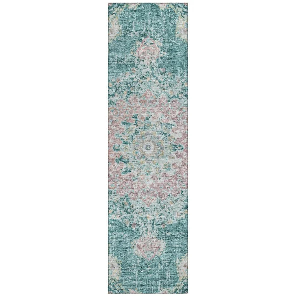 LOOMLAN Rugs Ornella Teal Washable Indoor-Outdoor Rug