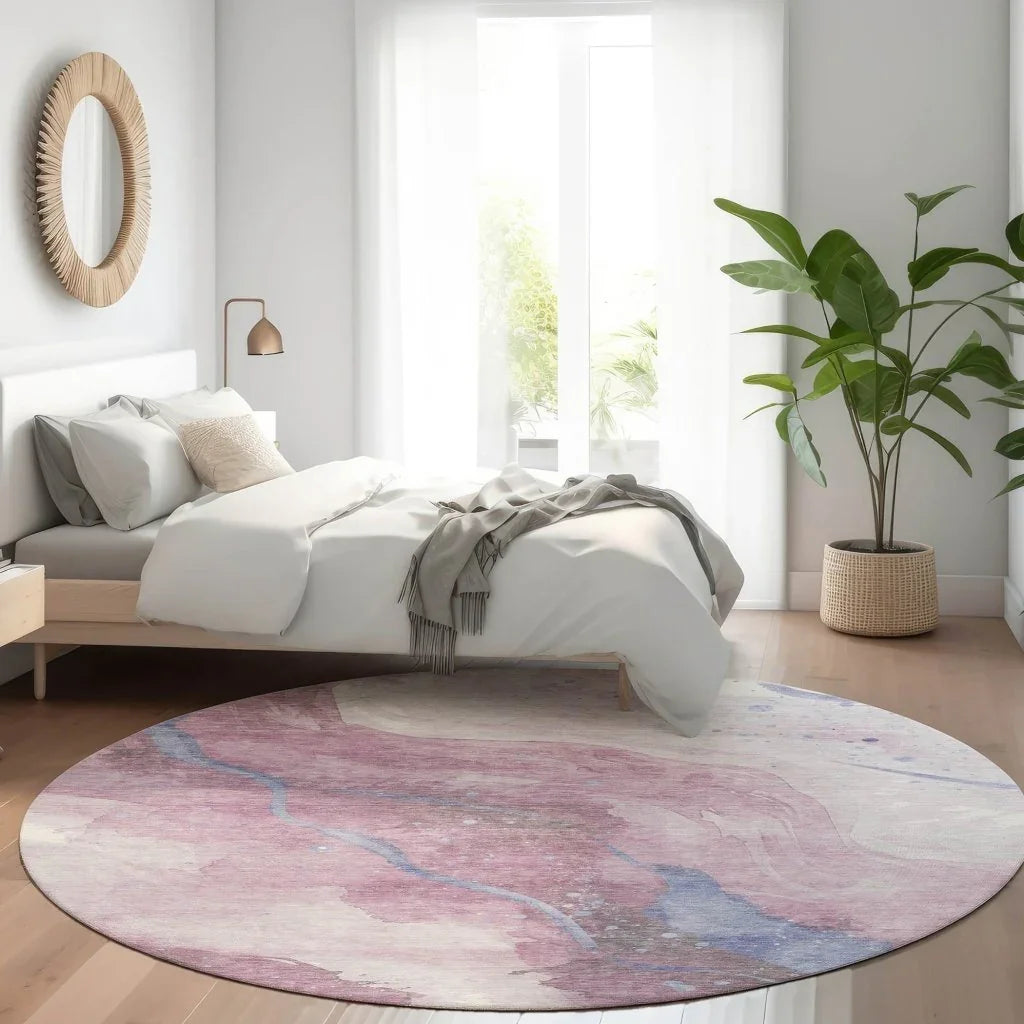 LOOMLAN Rugs Ornitha Pink Washable Indoor-Outdoor Rug