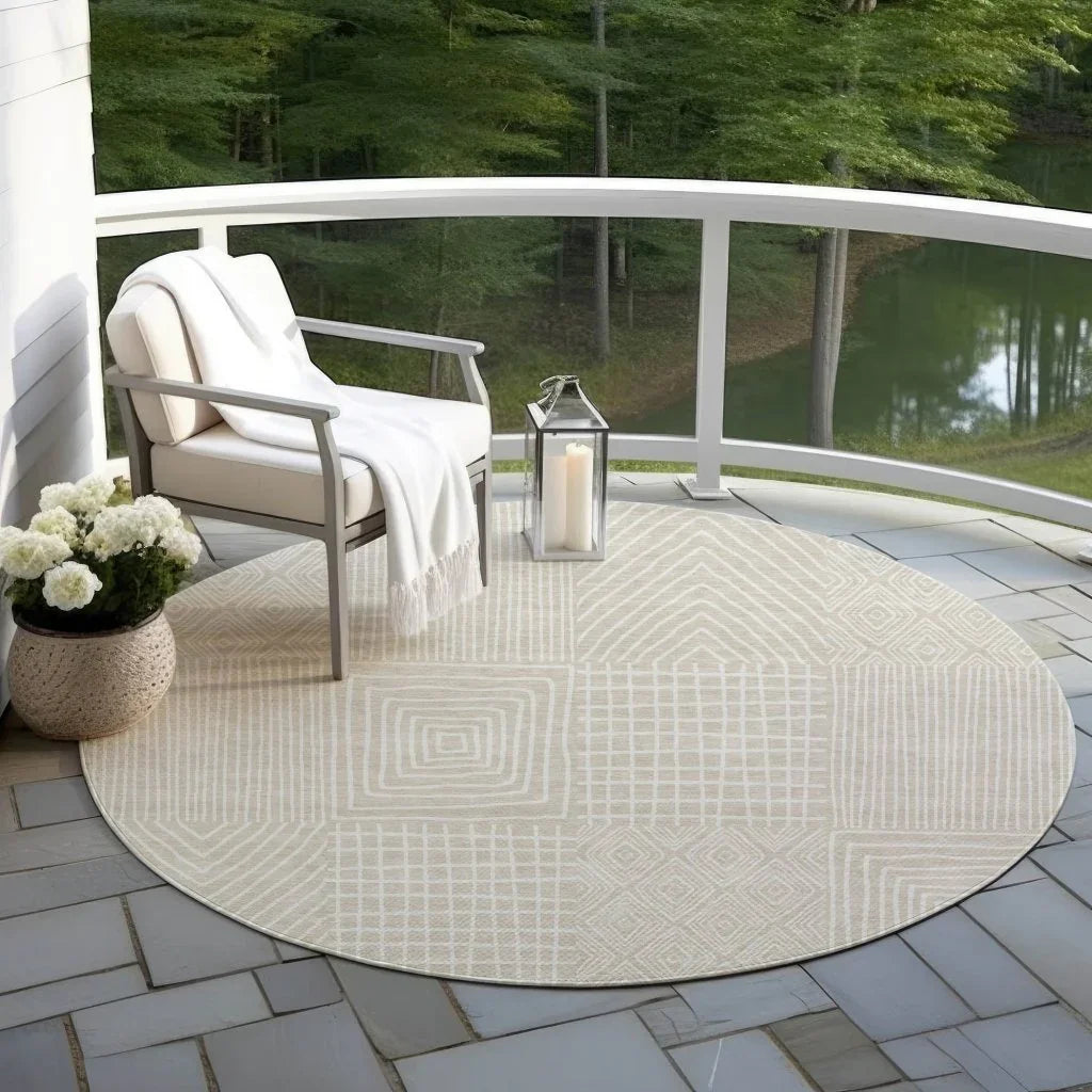 LOOMLAN Rugs Owen Beige Washable Indoor-Outdoor Rug