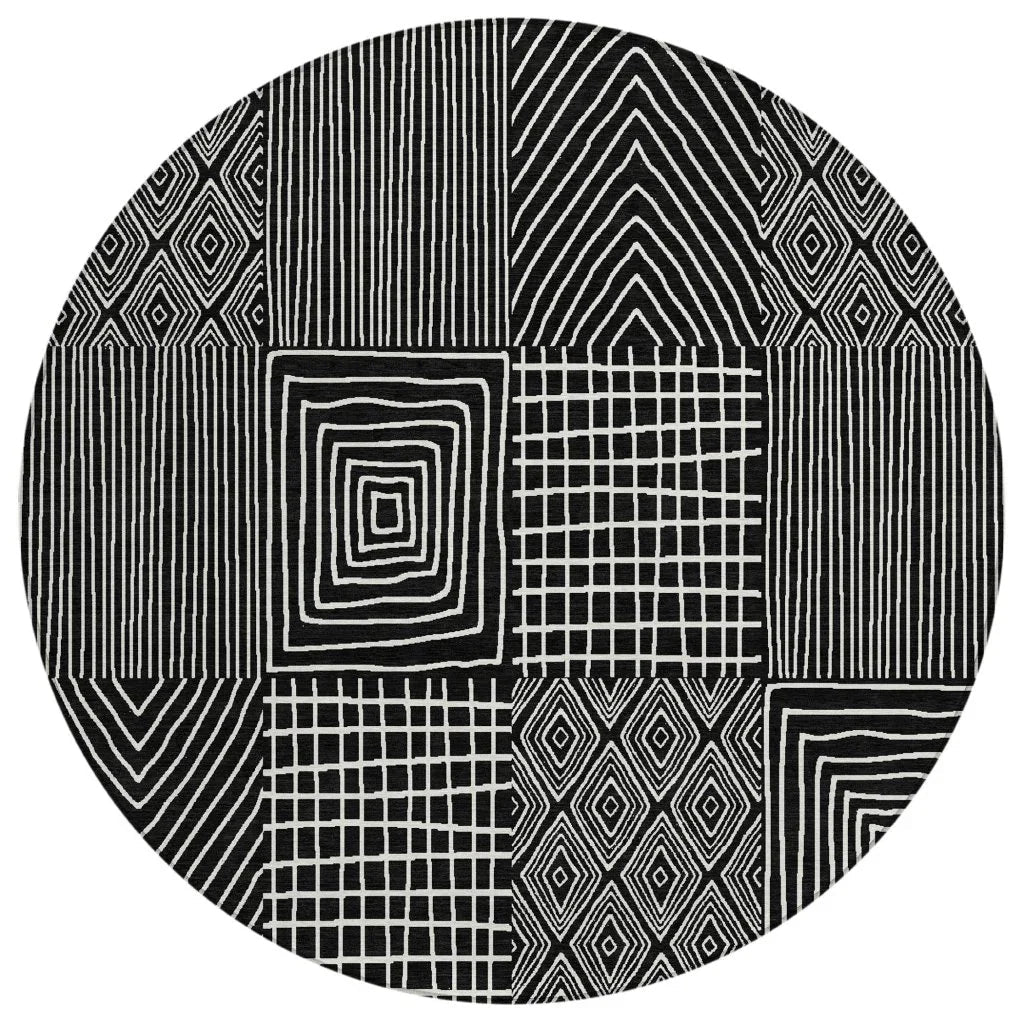 LOOMLAN Rugs Owen Black Washable Indoor-Outdoor Rug