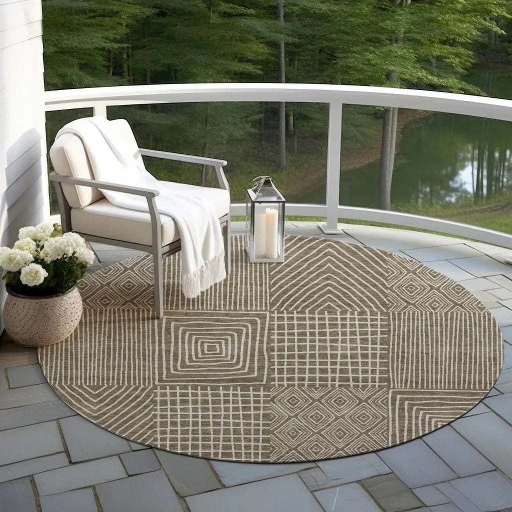 LOOMLAN Rugs Owen Brown Washable Indoor-Outdoor Rug