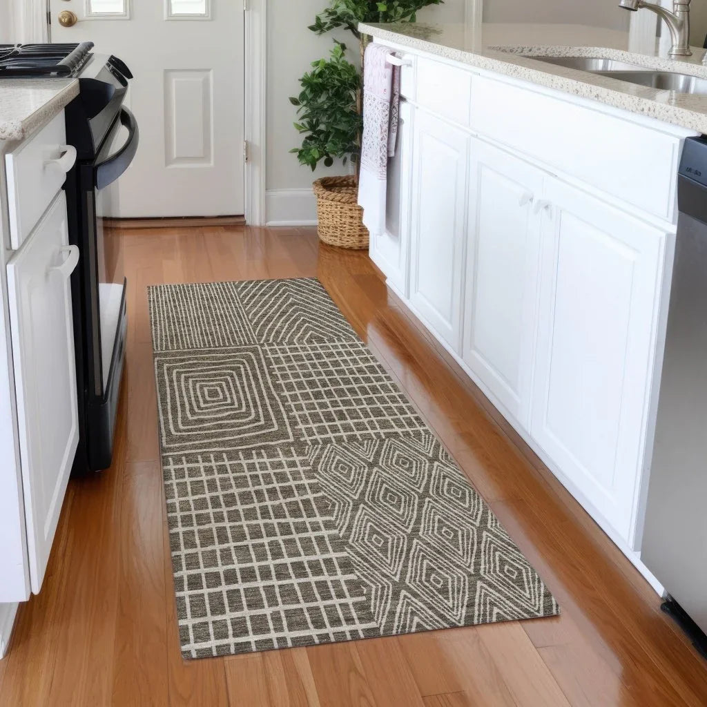 LOOMLAN Rugs Owen Brown Washable Indoor-Outdoor Rug